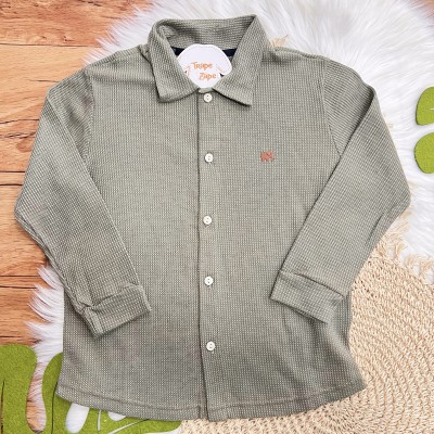 Conj. Camisa Manga Longa de Linho e Calça de Moletom - Verde Musgo e Preto